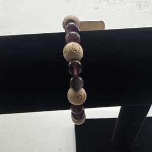 Purple and Cream Beaded Bracelet